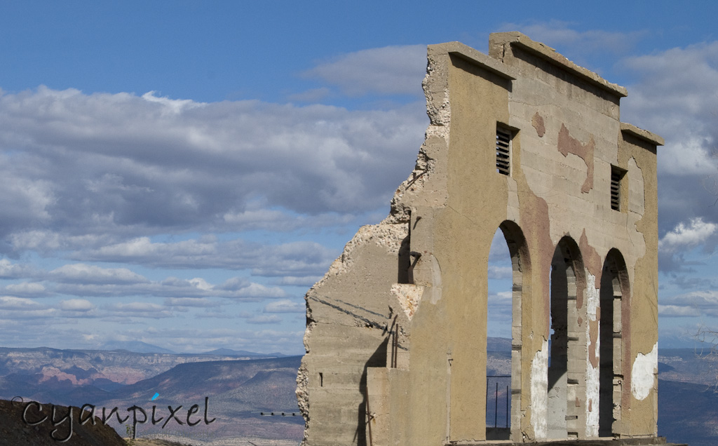 Part of a building remains a reminder of the past in Jerome, Ariz., on Nov. 11, 2008. (© 2008 Cindi Christie)